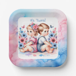 可愛いヴィンテージ双子 | 男の子と女 ペーパープレート