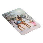 可愛いヴィンテージ天使とクリスマスベビー鹿 マグネット (右側)