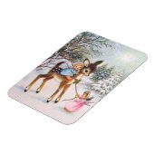 可愛いヴィンテージ天使とクリスマスベビー鹿 マグネット (左側)