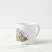 可愛いヴィンテージ恐竜Tレックスと山 エスプレッソカップ (正面右)