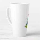 可愛いヴィンテージ恐竜Tレックスと山 カフェラテマグ (左アングル)