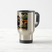 可愛いヴィンテージ犬/猫漫画 トラベルマグ (正面右)