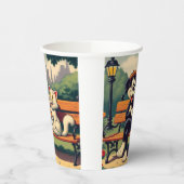 可愛いヴィンテージ犬/猫漫画 紙コップ (左)