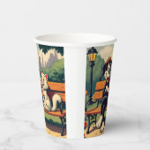 可愛いヴィンテージ犬/猫漫画 紙コップ (右)