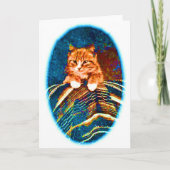 可愛いヴィンテージ猫の敷物付き子猫 カード (正面)