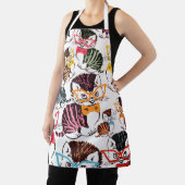 可愛いヴィンテージ猫の蝶ネクタイ眼鏡キッチン エプロン (インサイチュ)