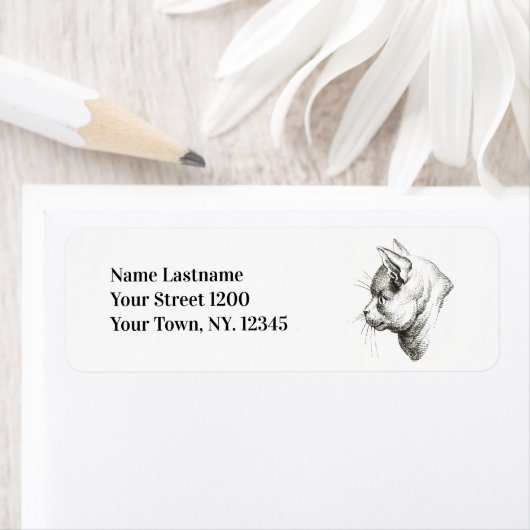 可愛いヴィンテージ猫プロフィール ラベル (インサイチュ)