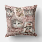 可愛いヴィンテージ猫レトロな水彩可愛いヴィンテージ クッション (裏面)