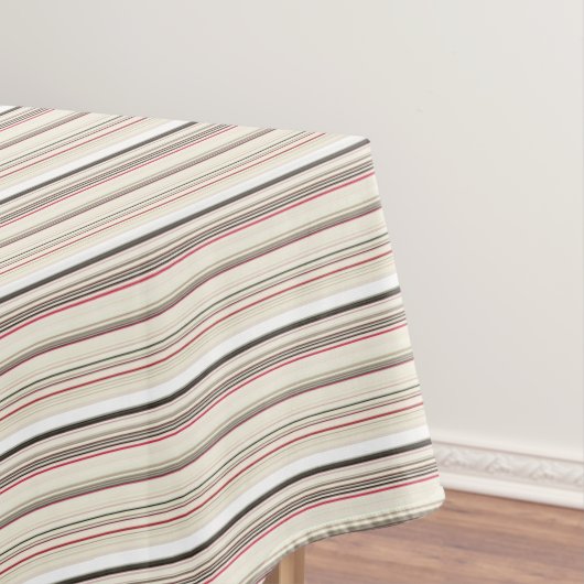 可愛いヴィンテージ白ストライプ赤 テーブルクロス (インサイチュ)