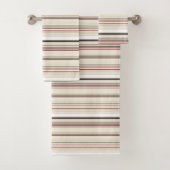 可愛いヴィンテージ白ストライプ赤 バスタオルセット (インサイチュ)