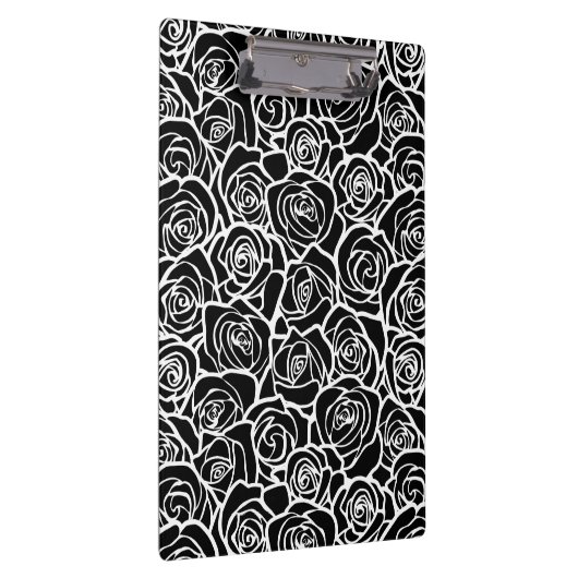 可愛いヴィンテージ白黒のバラ クリップボード (右)