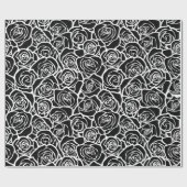 可愛いヴィンテージ白黒のバラ ラッピングペーパー (フラット)
