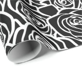 可愛いヴィンテージ白黒のバラ ラッピングペーパー (ロールコーナー)