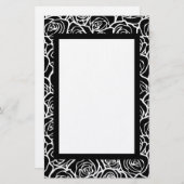 可愛いヴィンテージ白黒のバラ 便箋 (正面/裏面)