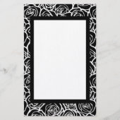 可愛いヴィンテージ白黒のバラ 便箋 (正面)