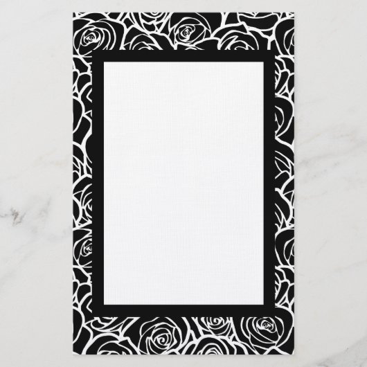 可愛いヴィンテージ白黒のバラ 便箋 (正面)