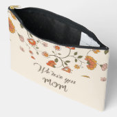 可愛いヴィンテージ素朴フローラピンク私たちはママを愛 アクセサリーポーチ (見開き)