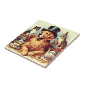 可愛いヴィンテージ絵画犬 タイル (側面)