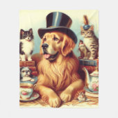 可愛いヴィンテージ絵画犬 フリースブランケット (正面)