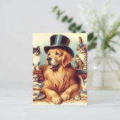 可愛いヴィンテージ絵画犬 ポストカード (スタンド正面)