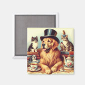 可愛いヴィンテージ絵画犬 マグネット (正面/裏面)