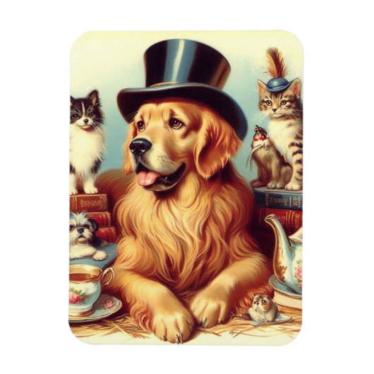 可愛いヴィンテージ絵画犬 マグネット (縦)