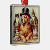 可愛いヴィンテージ絵画犬 メタルオーナメント (右)