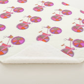 可愛いヴィンテージ自転車のピンクと紫 シェルパブランケット (3/4)