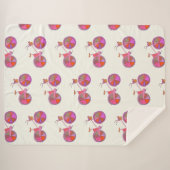 可愛いヴィンテージ自転車のピンクと紫 シェルパブランケット (正面(横))