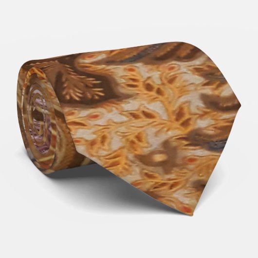 可愛いヴィンテージ茶色Java民族ろうけつ染めパターン ネクタイ (ロール)