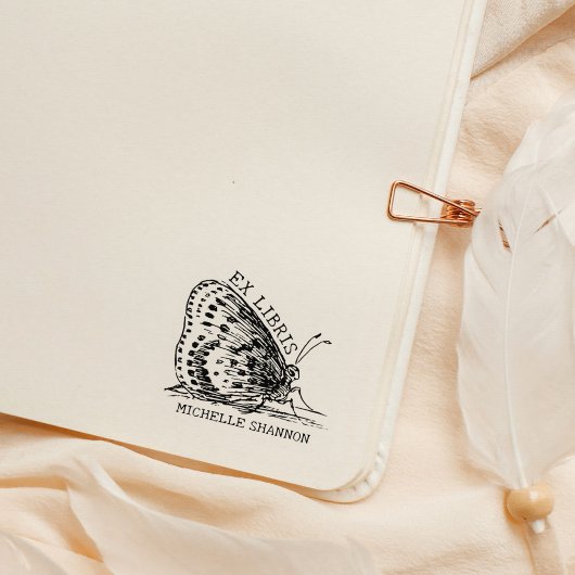 可愛いヴィンテージ蝶エックスライブラスブック ラバースタンプ