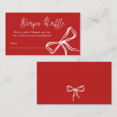可愛いヴィンテージ赤い弓おむつラッフル エンクロージャーカード (正面/裏面)