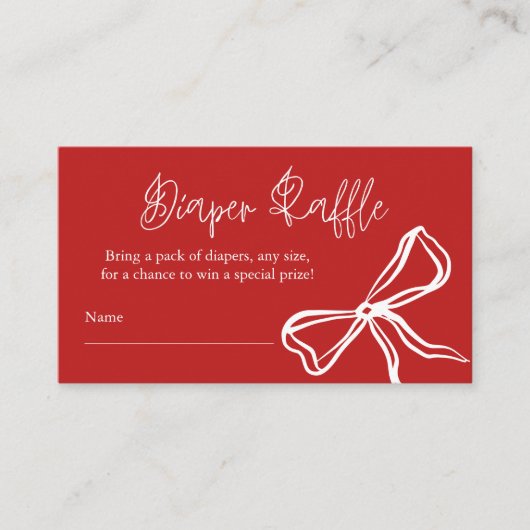 可愛いヴィンテージ赤い弓おむつラッフル エンクロージャーカード (正面)