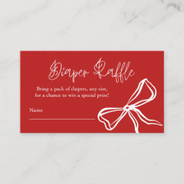 可愛いヴィンテージ赤い弓おむつラッフル エンクロージャーカード
