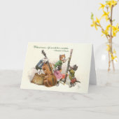 可愛いヴィンテージ遊猫の音楽 カード (黄色い花)