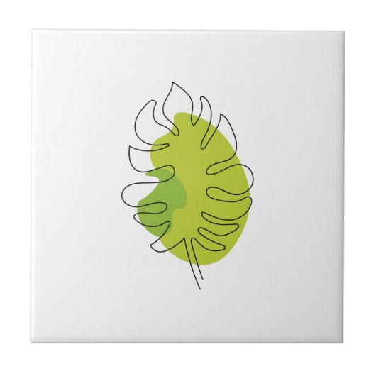 可愛い一線アートの熱帯性孤立した葉のビバラ タイル (正面)