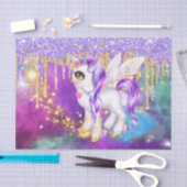 可愛い一角獣魔法グリッター銀河系スパークルガール 薄葉紙 (クラフト)