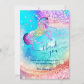 可愛い一角虹色ガーリーグリッター感謝していユー カード (正面)
