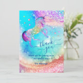 可愛い一角虹色ガーリーグリッター感謝していユー カード (スタンド正面)