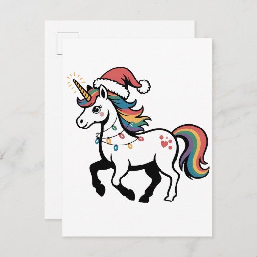 可愛い一角鹿トナカイのクリスマスライトおもしろい インビテーションポストカード (正面/裏面)