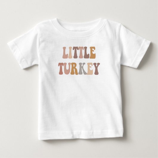 可愛い七面鳥のサンクスギビングの服 | かわいい秋 ベビーTシャツ (正面)