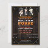 可愛い三つ子おしゃぶりポーズ野生の西ベビーシャワー 招待状 (正面)