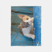 可愛い三毛猫おもしろい子猫写真__ フリースブランケット (正面)