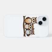 可愛い三羽のフクロウ iPhone 15ケース (裏面横)