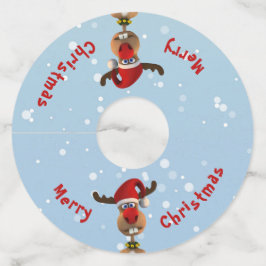 可愛い不器用おもしろいトナカイのクリスマスサンタハット ワイングラスタグ