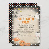 可愛い不気味ウォーターカラーハロウィーン 招待状 (正面/裏面)