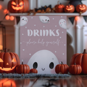 可愛い不気味ハロウィンのドリンク看板 ポスター