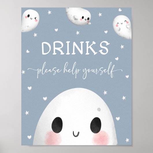 可愛い不気味ハロウィンのドリンク看板 ポスター (正面)