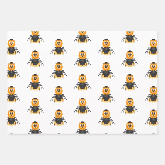 可愛い不気味ハロウィンライオンスパイダー ラッピングペーパーシート (正面3)