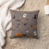 可愛い不気味ハロウィン幽霊とカボチャ柄 クッション (ブランケット)